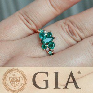 1.61ctw Natural Alexandrite Diamond 18k Rose Gold Cluster Ring, GIA certified